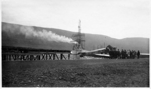 The Pourquois-Pas? is seen here moored at Akureyri and in the foreground is the mail plane of Iceland’s internal air service. Photograph taken probably in 1928.